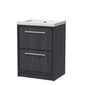 Hudson Reed Lille 600mm Floor Standing 2 Drawer Vanity Unit & Basin - Graphite Grey Woodgrain