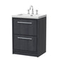 Hudson Reed Lille 600mm Floor Standing 2 Drawer Vanity Unit & Basin - Graphite Grey Woodgrain