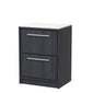 Hudson Reed Lille 600mm Floor Standing 2 Drawer Vanity Unit - Graphite Grey Woodgrain