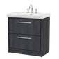 Hudson Reed Lille 800mm Floor Standing 2-Drawer Vanity Unit & Basin - Graphite Grey Woodgrain