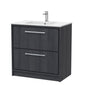 Hudson Reed Lille 800mm Floor Standing 2-Drawer Vanity Unit & Basin - Graphite Grey Woodgrain