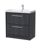 Hudson Reed Lille 800mm Floor Standing 2-Drawer Vanity Unit & Basin - Graphite Grey Woodgrain