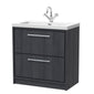 Hudson Reed Lille 800mm Floor Standing 2-Drawer Vanity Unit & Basin - Graphite Grey Woodgrain