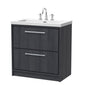 Hudson Reed Lille 800mm Floor Standing 2-Drawer Vanity Unit & Basin - Graphite Grey Woodgrain