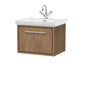 Hudson Reed Lille 600mm Wall Hung 1 Drawer Vanity Unit & Basin - Antique Oak