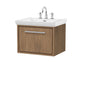 Hudson Reed Lille 600mm Wall Hung 1 Drawer Vanity Unit & Basin - Antique Oak