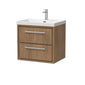 Hudson Reed Lille 600mm Wall Hung 2 Drawer Vanity Unit & Basin - Antique Oak