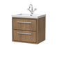 Hudson Reed Lille 600mm Wall Hung 2 Drawer Vanity Unit & Basin - Antique Oak