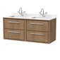 Hudson Reed Lille 1200mm Wall Hung 4-Drawer Vanity Unit with Marble Double Basin - Antique Oak