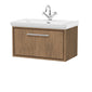 Hudson Reed Lille 800mm Wall Hung 1 Drawer Vanity Unit & Basin - Antique Oak