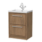 Hudson Reed Lille 600mm Floor Standing 2 Drawer Vanity Unit & Basin - Antique Oak