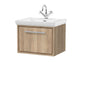 Hudson Reed Lille 600mm Wall Hung 1 Drawer Vanity Unit & Basin - Bleach Oak