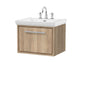 Hudson Reed Lille 600mm Wall Hung 1 Drawer Vanity Unit & Basin - Bleach Oak