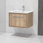 Hudson Reed Lille 600mm Wall Hung 1 Drawer Vanity Unit & Basin - Bleach Oak