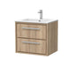 Hudson Reed Lille 600mm Wall Hung 2 Drawer Vanity Unit & Basin - Bleach Oak