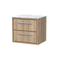 Hudson Reed Lille 600mm Wall Hung 2 Drawer Vanity Unit - Bleached Oak