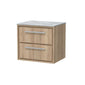 Hudson Reed Lille 600mm Wall Hung 2 Drawer Vanity Unit - Bleached Oak