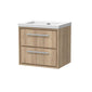 Hudson Reed Lille 600mm Wall Hung 2 Drawer Vanity Unit & Basin - Bleach Oak