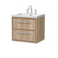 Hudson Reed Lille 600mm Wall Hung 2 Drawer Vanity Unit & Basin - Bleach Oak