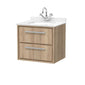 Hudson Reed Lille 600mm Wall Hung 2 Drawer Vanity Unit & Basin - Bleach Oak