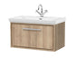 Hudson Reed Lille 800mm Wall Hung 1 Drawer Vanity Unit & Basin - Bleach Oak