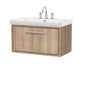 Hudson Reed Lille 800mm Wall Hung 1 Drawer Vanity Unit & Basin - Bleach Oak