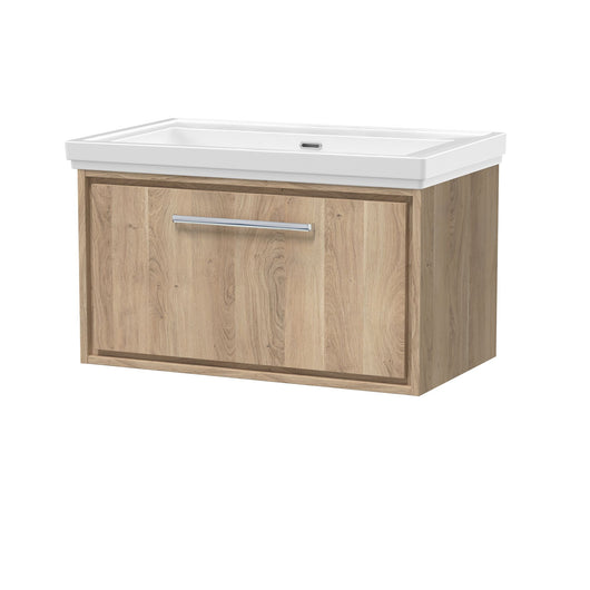  Hudson Reed Lille 800mm Wall Hung 1 Drawer Vanity Unit & Basin - Bleach Oak