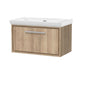 Hudson Reed Lille 800mm Wall Hung 1 Drawer Vanity Unit & Basin - Bleach Oak