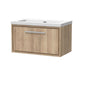 Hudson Reed Lille 800mm Wall Hung 1 Drawer Vanity Unit & Basin - Bleach Oak