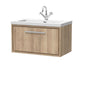 Hudson Reed Lille 800mm Wall Hung 1 Drawer Vanity Unit & Basin - Bleach Oak