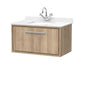 Hudson Reed Lille 800mm Wall Hung 1 Drawer Vanity Unit & Basin - Bleach Oak