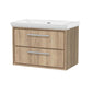 Hudson Reed Lille 800mm Wall Hung 2 Drawer Vanity Unit & Basin - Bleach Oak