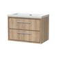 Hudson Reed Lille 800mm Wall Hung 2 Drawer Vanity Unit & Basin - Bleach Oak