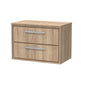 Hudson Reed Lille 800mm Wall Hung 2 Drawer Vanity Unit - Bleached Oak