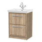 Hudson Reed Lille 600mm Floor Standing 2 Drawer Vanity Unit & Basin - Bleach Oak