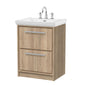 Hudson Reed Lille 600mm Floor Standing 2 Drawer Vanity Unit & Basin - Bleach Oak