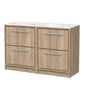 Hudson Reed Lille 1200mm Floor Standing 4-Drawer Vanity Unit - Bleached Oak