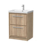 Hudson Reed Lille 600mm Floor Standing 2 Drawer Vanity Unit & Basin - Bleach Oak