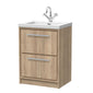 Hudson Reed Lille 600mm Floor Standing 2 Drawer Vanity Unit & Basin - Bleach Oak