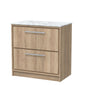 Hudson Reed Lille 800mm Floor Standing 2 Drawer Vanity Unit - Bleached Oak