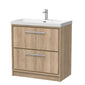 Hudson Reed Lille 800mm Floor Standing 2-Drawer Vanity Unit & Basin - Bleached Oak