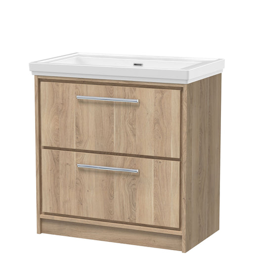  Hudson Reed Lille 800mm Floor Standing 2-Drawer Vanity Unit & Basin - Bleached Oak