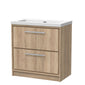 Hudson Reed Lille 800mm Floor Standing 2-Drawer Vanity Unit & Basin - Bleached Oak