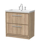 Hudson Reed Lille 800mm Floor Standing 2-Drawer Vanity Unit & Basin - Bleached Oak