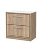 Hudson Reed Lille 800mm Floor Standing 2 Drawer Vanity Unit - Bleached Oak