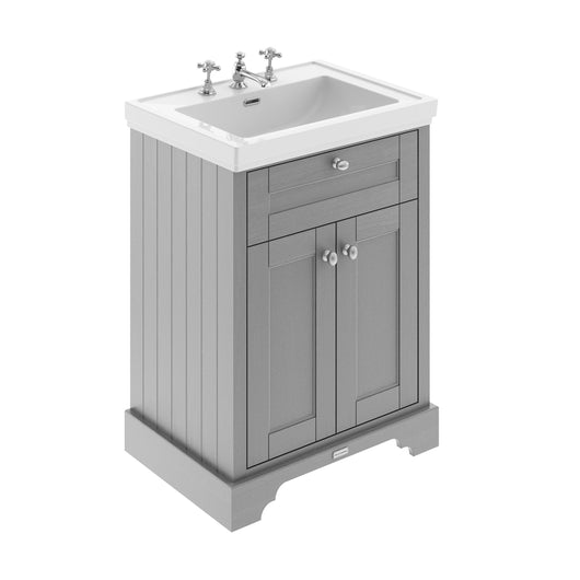  Old London 600mm 2-Door Vanity & Classic Basin 3TH - Storm Grey