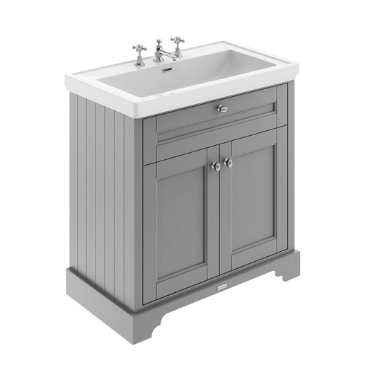  Old London 800mm 2-Door Vanity & Classic Basin 3TH - Storm Grey