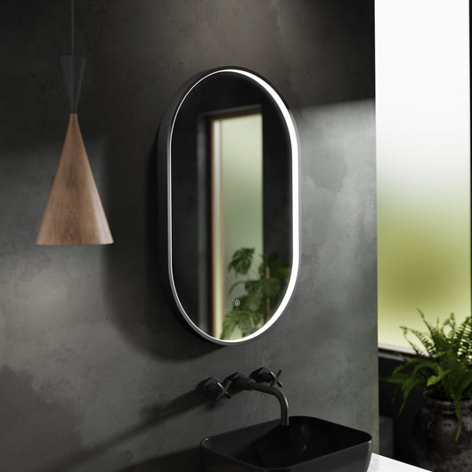  Nuie Columba Inset Frame Led Mirror 800 x 500mm - Black - welovecouk