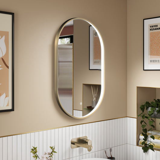  Nuie Columba Inset Frame Led Mirror 800 x 500mm - Brushed Brass