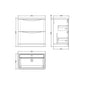 Nuie Lunar 800mm Floor Standing 2-Drawer Unit & Ceramic Basin - Satin White - welovecouk